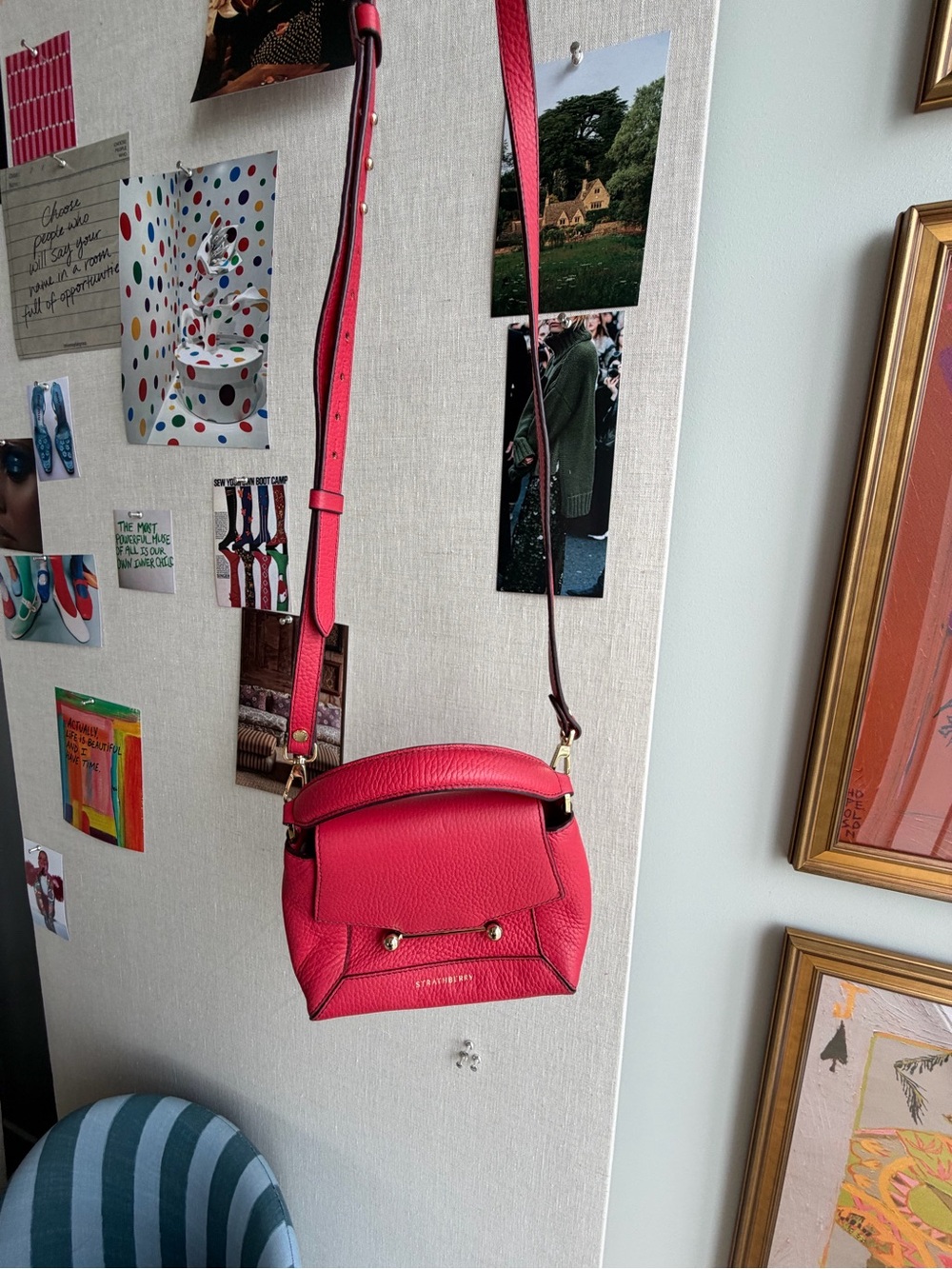 Strathberry Small Red Leather Crossbody Bag